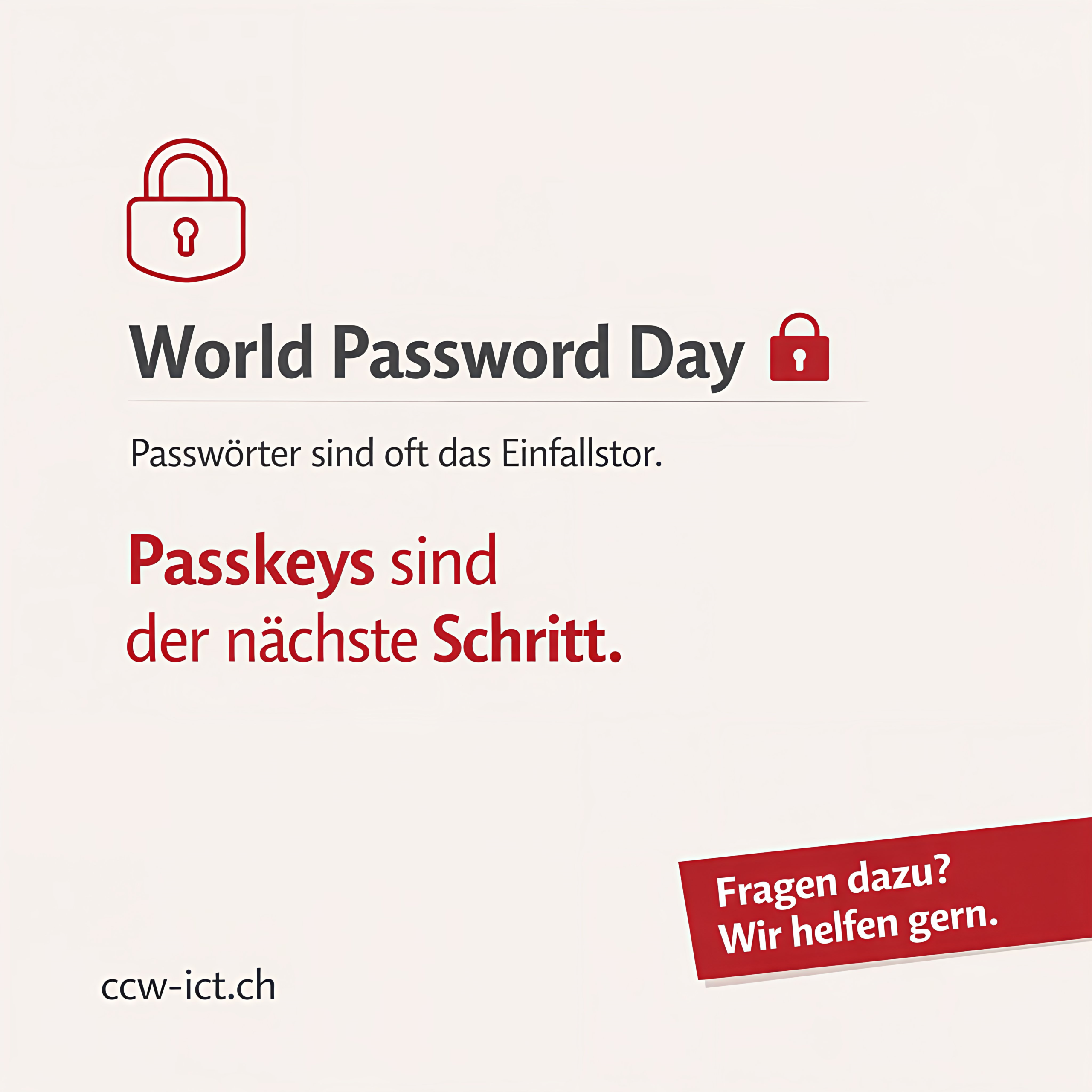 Titelbild zum World Password day mit Text: Passkeys sind der nächste Schritt