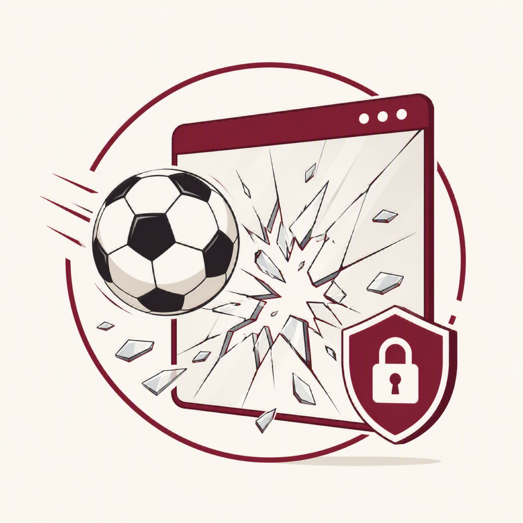 Ball durschlägt ein Applikationsfenster mit Vorhängeschloss als hinweis auf Security