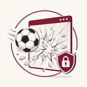 Ball durschlägt ein Applikationsfenster mit Vorhängeschloss als hinweis auf Security